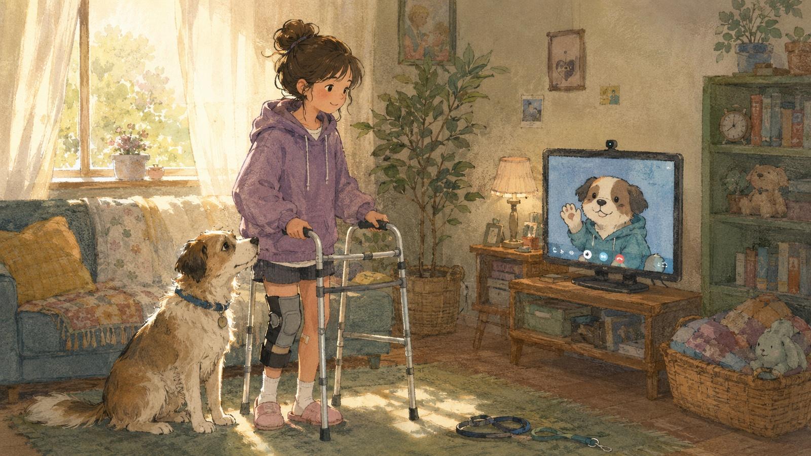 狗狗在視訊裡說牠想陪媽媽慢慢復健