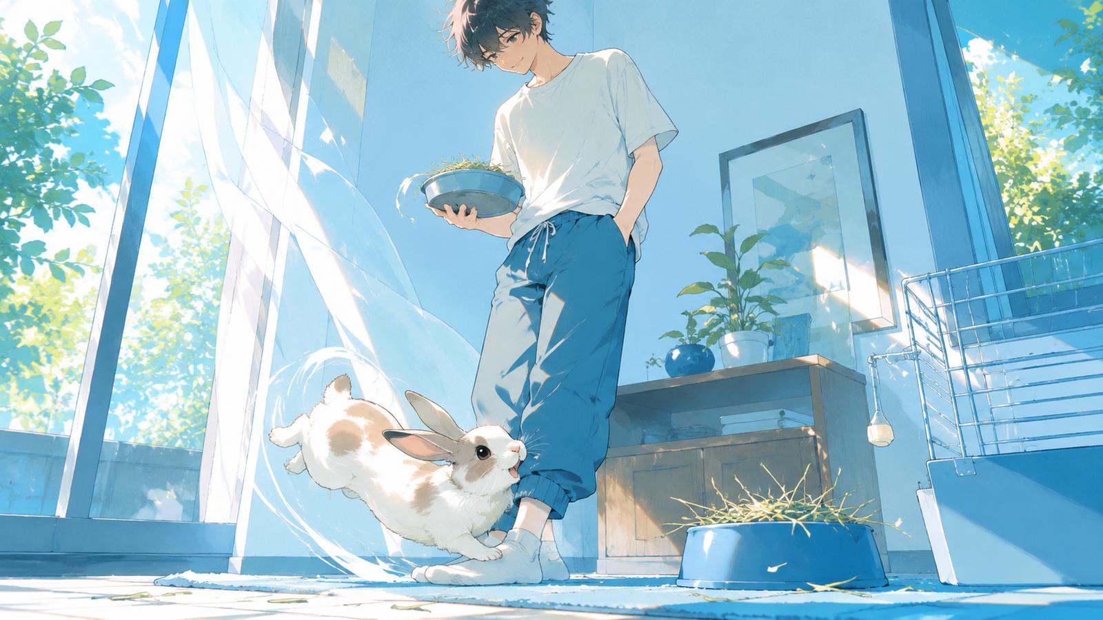 兔子繞著腳轉圈常與期待互動有關